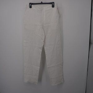 Foxcroft NWOT Women's Livingston Linen Pants White Straight leg Pockets Size 6